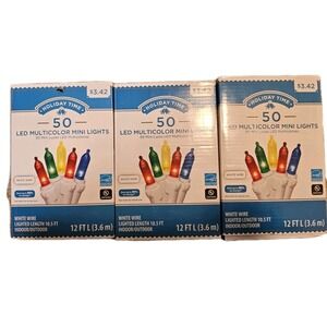 Holiday Time 50-Count Multicolor LED Mini Christmas Lights White Wire Lot of 3